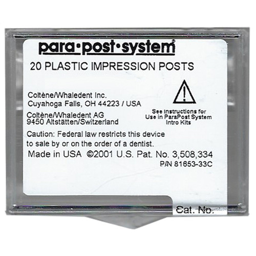 ParaPost P43-4.5 blue .045' (1.14mm) plastic impression post, 20 post refill