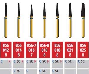 Alpen FG #856.021 Super Coarse Grit, Round End Taper Diamond Bur. Package of 5
