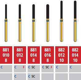 Alpen FG #881.010 Coarse Grit, Round End Cylinder Diamond Bur. Package of 5 Burs