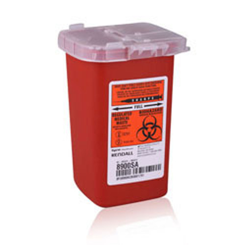 Kendall Phlebotomy Containers 1 Qt. Phlebotomy Sharps Container, Red