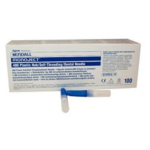 Monoject #400 30 gauge Extra-Short (.50') sterile disposable BLUE plastic hub