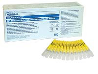 Monoject #400 27 gauge Long (1.25') sterile disposable YELLOW plastic hub