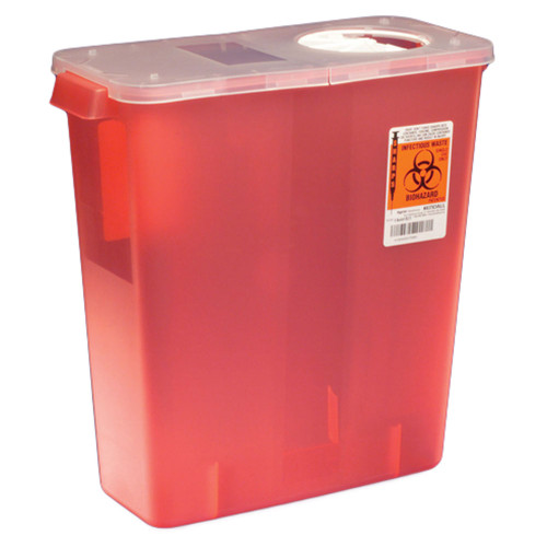 Sharps Container, 3 Gallon Red Transparent