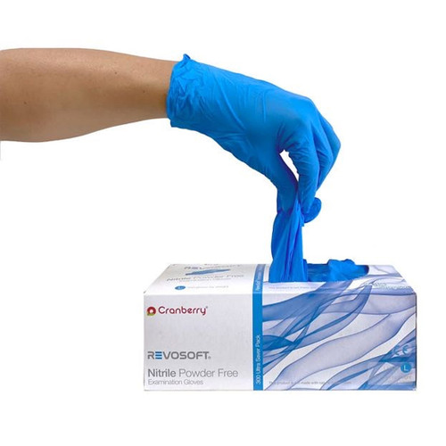 Revosoft Nitrile Examination Gloves, Powder Free, Small, Dark Blue, 300/Box, Case of 10 Boxes