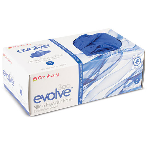 Evolve Nitrile Exam Gloves: LARGE 300/Box. Powder-Free, Fingertip-Textured, Dark Blue