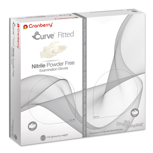 Cranberry Curve Fitted Nitrile Exam Glove, White Size 7 - 50 Pairs (100/Box)
