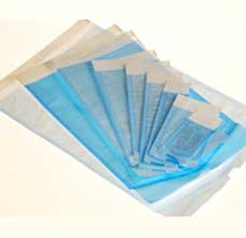 Duo-Check 4-1/4' x 11' Triple Seal Paper/Blue Film Sterilization Pouch, Box of 200