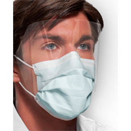 Isofluid FogFree Earloop Mask w/Shield ASTM Level1, BLUE 25/Box. Made in USA