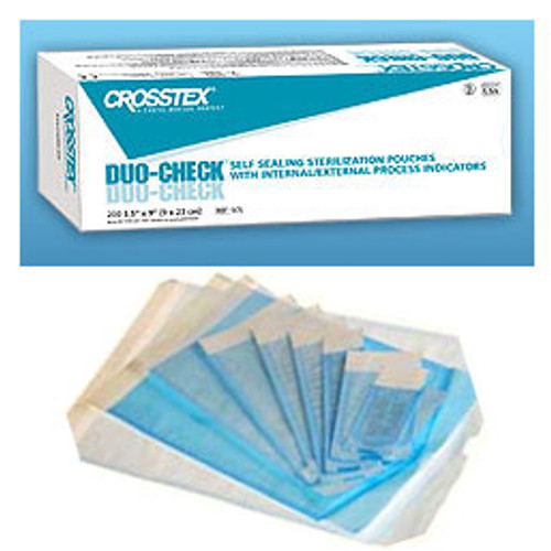 Duo-Check 12' x 18' Triple Seal Paper/Blue Film Sterilization Pouch with Color