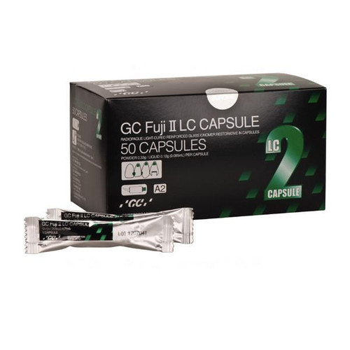 GC Fuji II LC A3 capsules, 50/Pk. EXPORT PACKAGE. Light-Cure Resin Reinforced