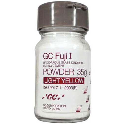 GC Fuji I Cement - Powder Only, Light Yellow - 35 Gm. Bottle. Glass Ionomer