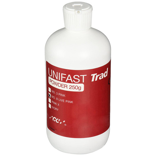Unifast Trad Powder only, Live Pink #8, Methylmethacrylate Resin, Recommended
