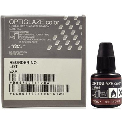 Optiglaze Color Red Brown, 2.6ml Bottle. Light-cured Characterization Coating