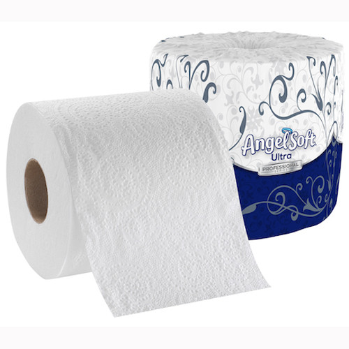 Angel Soft Ultra Professional Series 2-Ply 4.05' x 4.5' Embossed Bathroom Tissue, White, Case of 60 x 400 Sheets/Roll