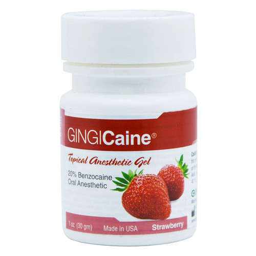 Gingicaine Strawberry flavored topical anesthetic (Benzocaine 20%) gel, 1 ounce