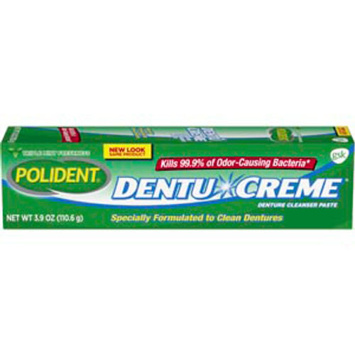 Polident Dentu-Creme Cleanser, 12- 3.9 oz Tubes. Low abrasive formula cleans