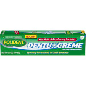 Polident Dentu-Creme Cleanser, 12- 3.9 oz Tubes. Low abrasive formula cleans