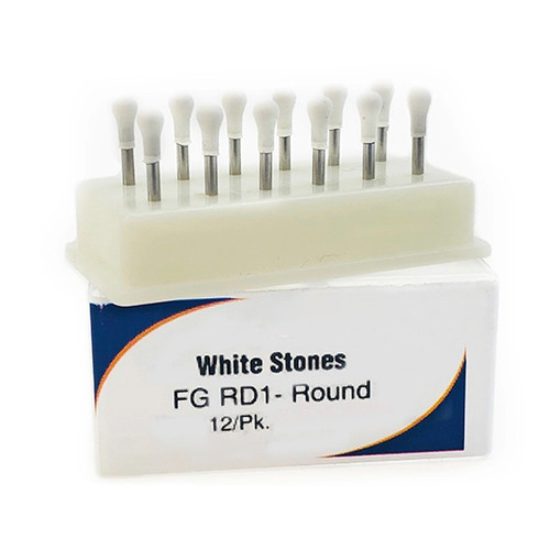 Infection ControlHouse Brand White FG Aluminum Oxide Finishing Stones Round, Package of 12