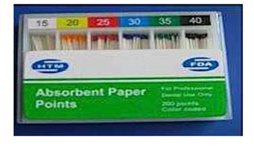 House Brand Absorbent Paper Points - #25, Taper size 0.06, 60/Box. Color Coded