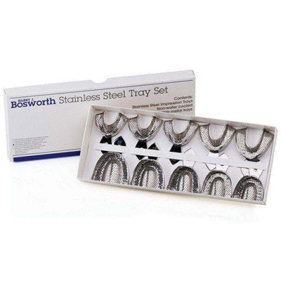 Infection ControlHouse Brand Set of 6 perforated full-arch stainless steel adult impression trays