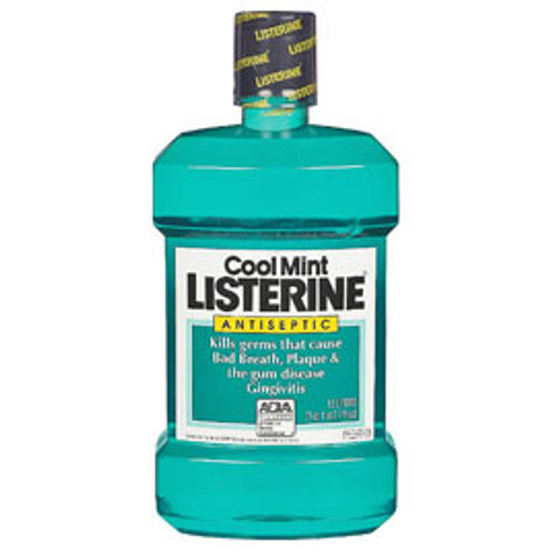 Cool Mint Listerine Mouthwash 1.5 Liter Bottle. Listerine was shown