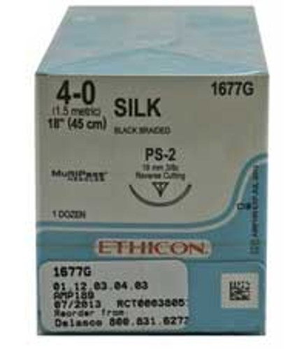 Ethicon Perma-Hand 4/0, 18' Silk Black Braided Non-Absorbable Suture