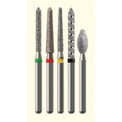 NTI FG #379.023 Fine Grit, Football Shaped Diamond Bur. Package of 5 Burs