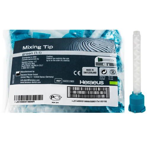 Heraeus Kulzer Mixing Tips - 6.5 mm (Green), Package of 48. #66001989