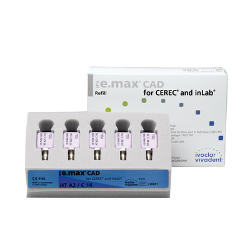 IPS e.max CAD for CEREC / inLab HT Block, Shade BL2 Size C14, package of 5