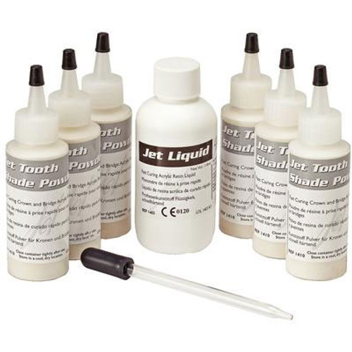 Jet Tooth Shade Self-Curing Acrylic Resin, 6/1 Kit. For making temporary crown