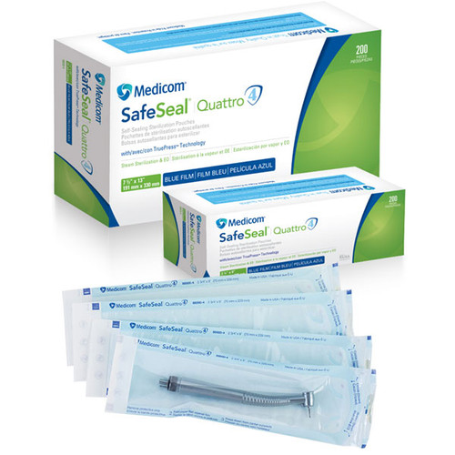 SafeSeal Quattro 2.75' x 9' Self-Sealing Sterilization Pouches 200/Pk