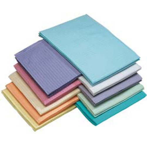 Dry-Back Patient Bibs GREEN 13' x 18' 2-Ply Paper/1-Ply Poly, Plain Rectangle
