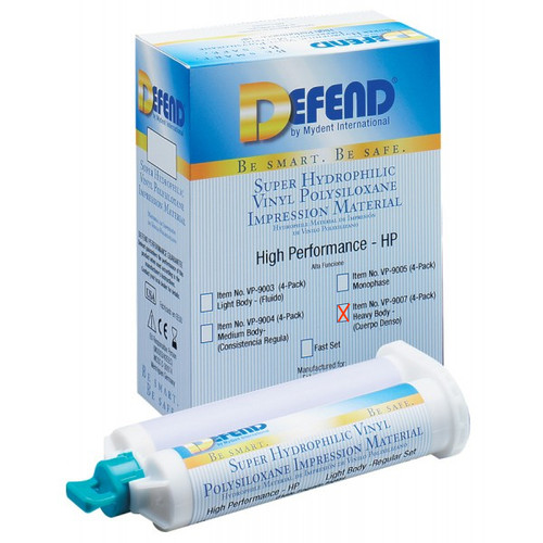 Defend VPS Impression Material Heavy Body, Regular Set, 50 ml Cartridges, 4/Pk