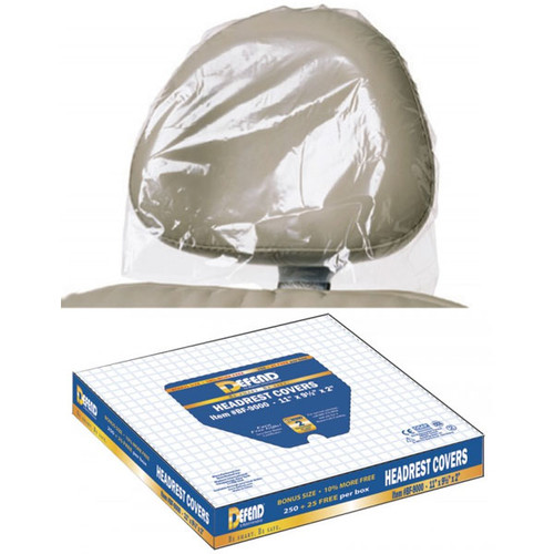 Defend 11' x 9.5' x 2' Clear Plastic Headrest Covers, Box of 250