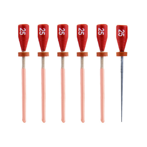 One File G Gutta Percha Carrier Obturators, 5 x #25 (Red) Obturators + 1 Verifier