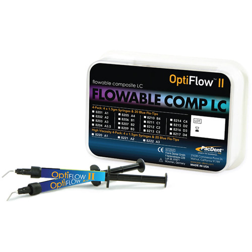 OptiFlow II Flowable Composite, High Viscosity A1 Light Cure, 1.5 gm Syringe Kit. Contains: