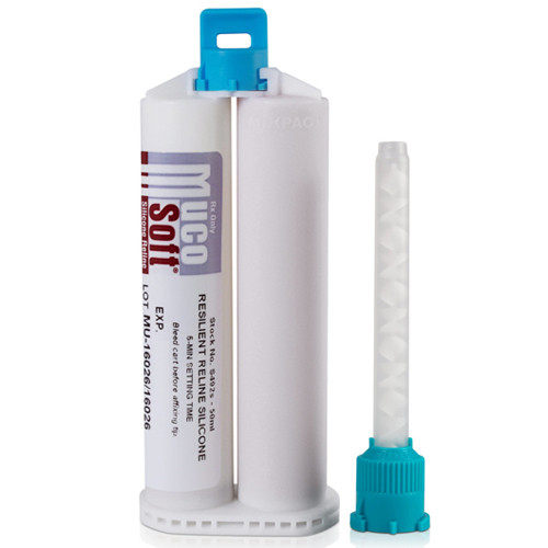MucoSoft Reline Silicone, 1 - 50ml split-cartridge refill & mixing tips