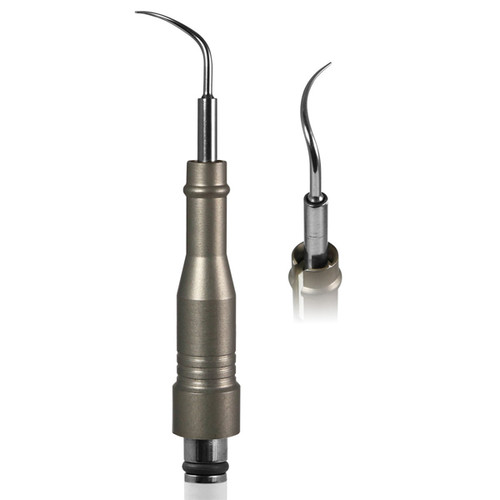 Parkell 30K RIGHT curved perio ultrasonic insert with a metal grip, stainless