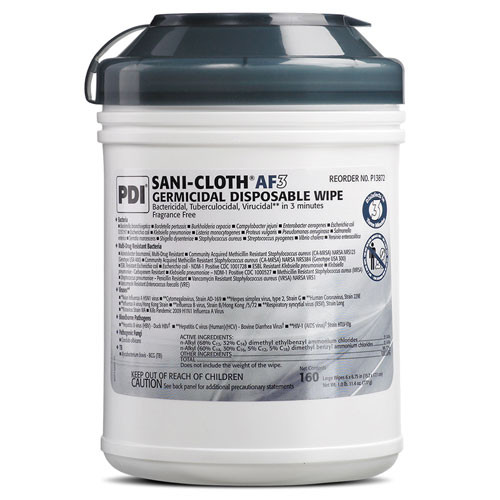 Sani-Cloth AF3 Large Wipes (6' x 6.75'). 160 Wipes/can