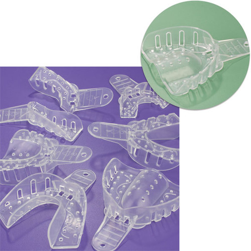 Excellent Crystal Impression Trays - #3 Medium Upper Arch - Perforated, Clear