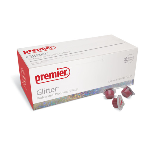 Glitter Medium Mint Prophy Paste with Fluoride. Box of 200 Unit Dose Cups