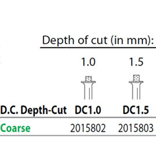 Two Striper FG DC 1.0 Coarse Diamond Burs, Depth-Cut. Pack of 5
