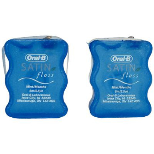 Oral-B Satin Floss, 5.5 yards mint flavored, shred-resistant tape floss