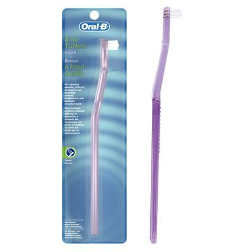 Oral-B End Tufted toothbrush, extra soft, 24/case. Unique slim, contra-angle