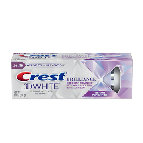 Crest 3D White Brilliance toothpaste, Vibrant Peppermint flavor, 3.9 oz tubes