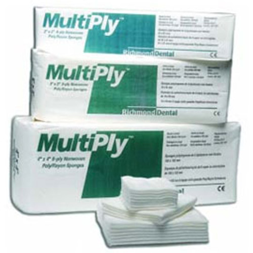 MultiPly 2' x 2' 8-ply Non-Woven Sponges 3000/Cs. Non-Sterile Rayon/Poly Sponges