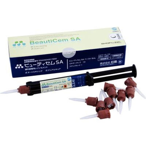 BeautiCem SA Resin Cement - IVORY, 5 ml Auto-Mix Syringe of Paste, 10 Mixer