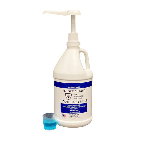 Peroxy Shield 1.5% Hydrogen Peroxide Rinse Pump Bottle, Mint, 63 oz., 2/Pk