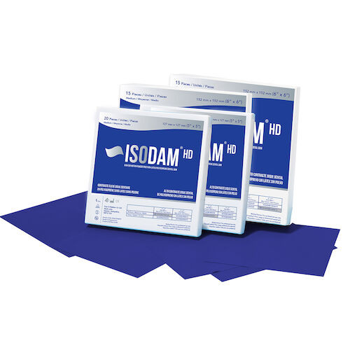 Isodam HD High Definition Non-Latex Polyisoprene Dental Dam Isodam HD 5 x 5 Medium Gauge Royal Blue Dental Dam, 20 sheets/box