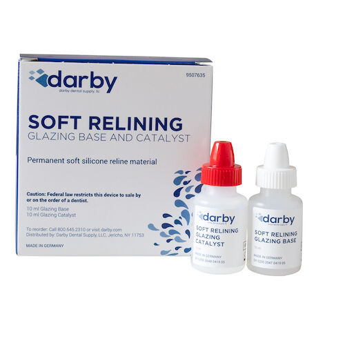 Infection ControlSoft Relining Material Soft Relining Glazing Base 10mL, Glazing Catalyst 10mL